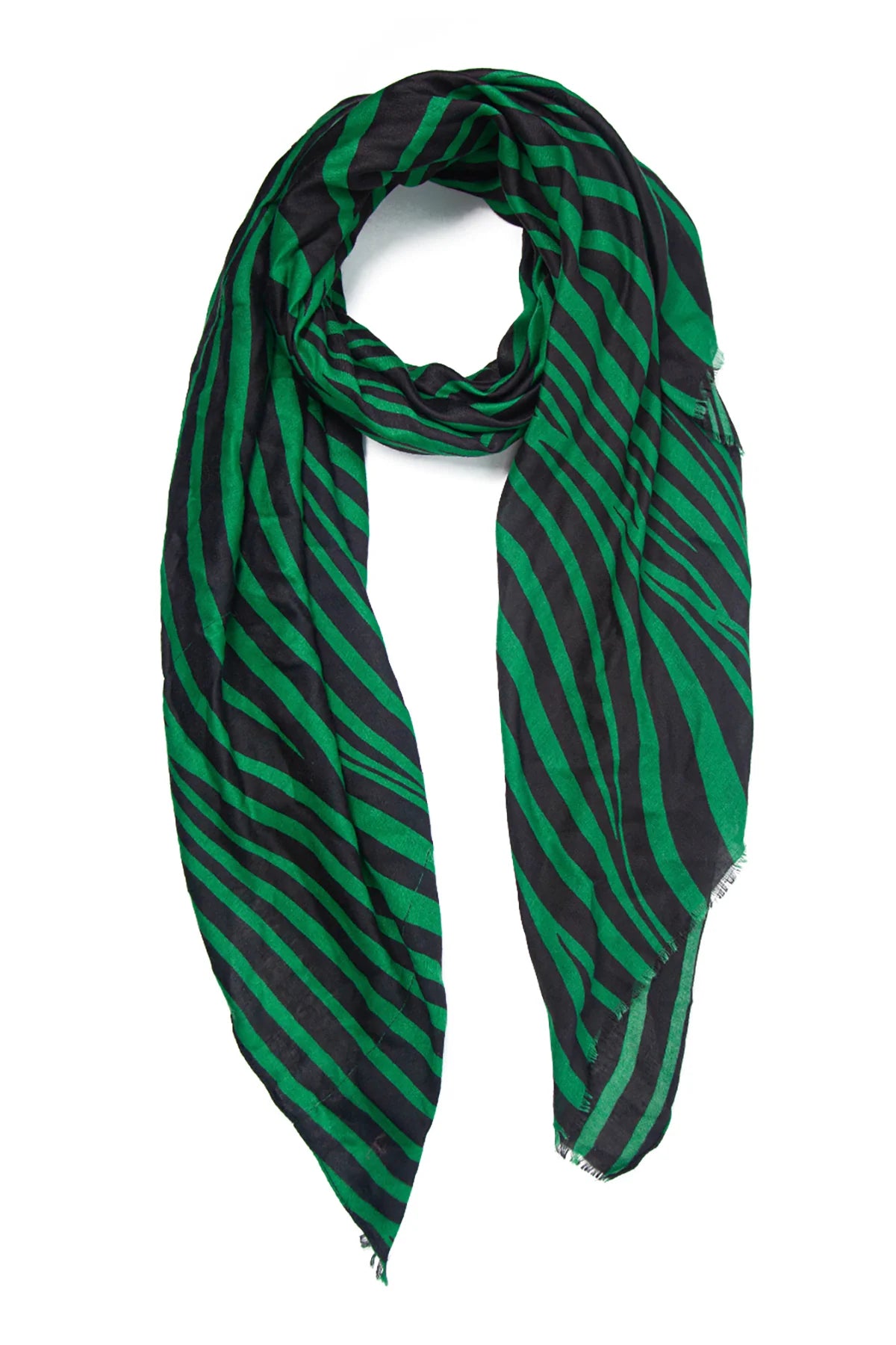 Green Two Tone Wave Print Scarf