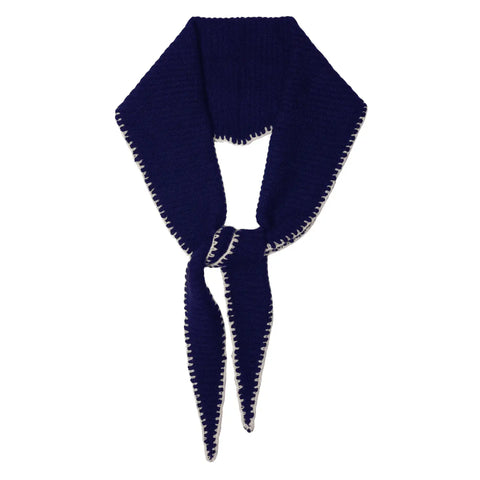 Cashmere Diamond Skinny Scarf - Navy