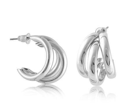 Silver Tubular Plated Brass Earrings