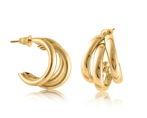 Gold Tubular Plated Brass Earrings