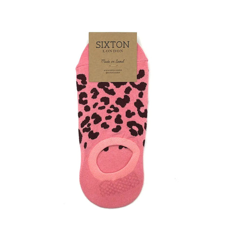 Leopard Trainer Socks - Pink