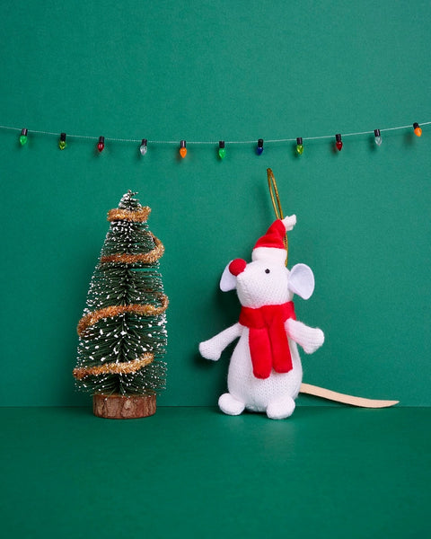 Christmas White Mouse Hanging Decoration
