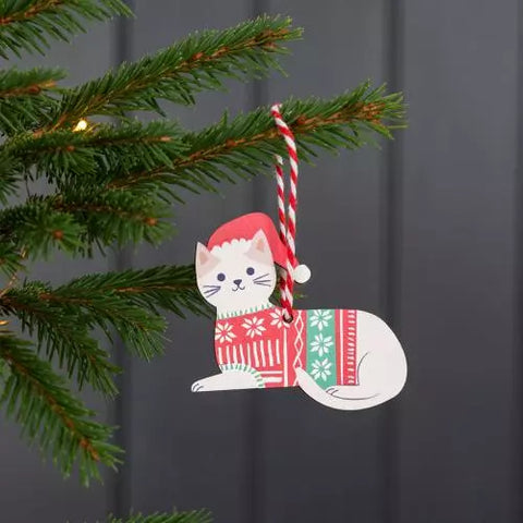 XMAS 2023 SALE Wooden White Cat Christmas Decoration