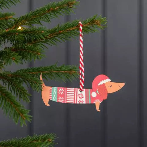 XMAS 2023 SALE Wooden Sausage Dog Christmas Decoration