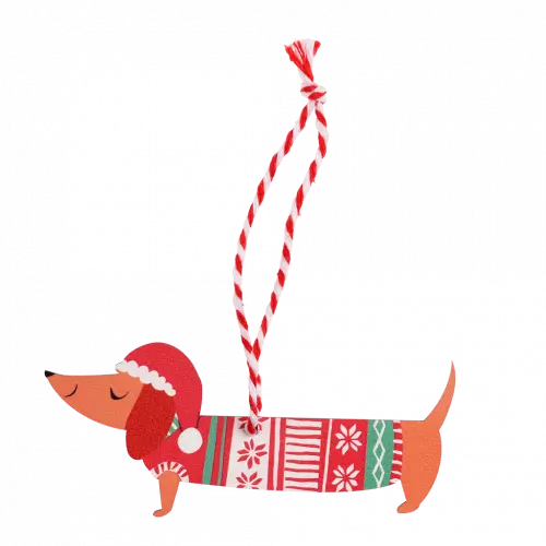 Wooden Sausage Dog Christmas Decoration