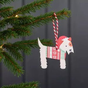 Wooden Scottie Dog Christmas Decoration