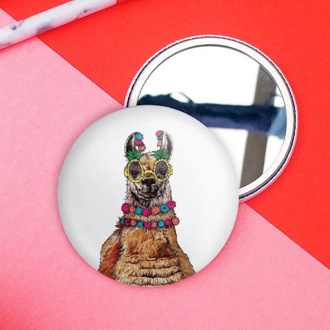 Party Llama Pocket Mirror