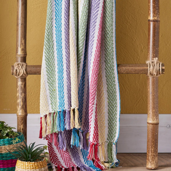 Recycled Cotton Rainbow Arrow Stripe Throw