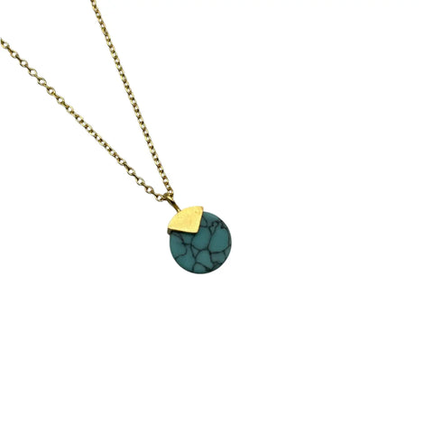 Turquoise Marble Disc Necklace