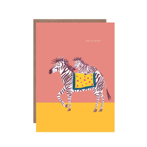 'Zebra with Foal' New Baby Greetings Card