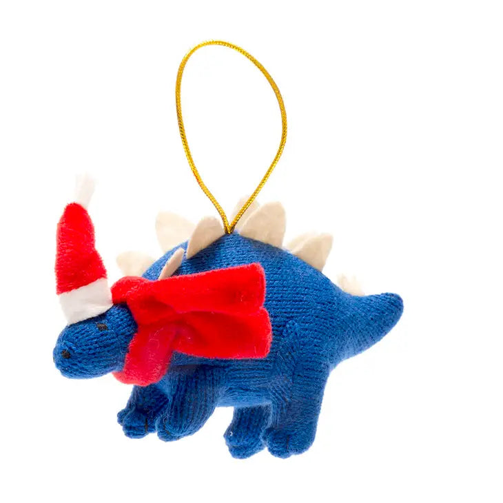 Christmas Knitted Stegosaurus Hanging Decoration