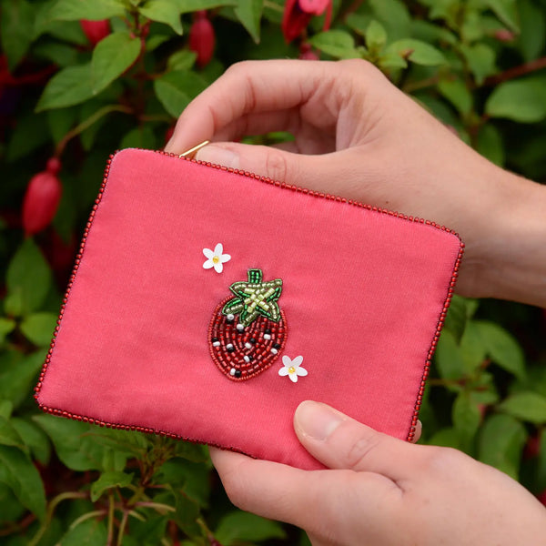 Pink Strawberry Small Pouch