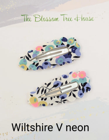 Liberty London Fabric Hair Clips - Spring Collection - Wiltshire Neon