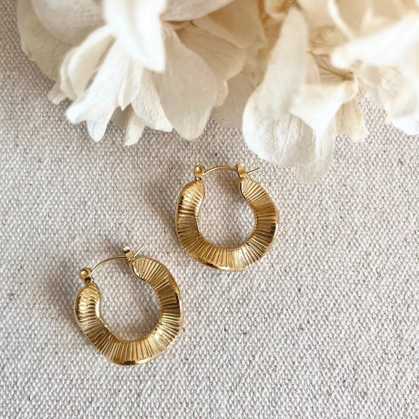 Gold Wavy Hoops