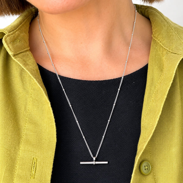 Everyday Silver Bar Necklace On Ball Chain