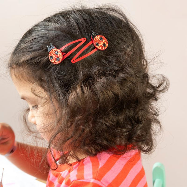 Glitter Hair Clips (set of 2) - Ladybird