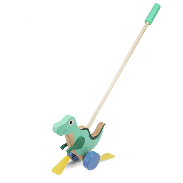Wooden Push Along Flapping Dinosaur