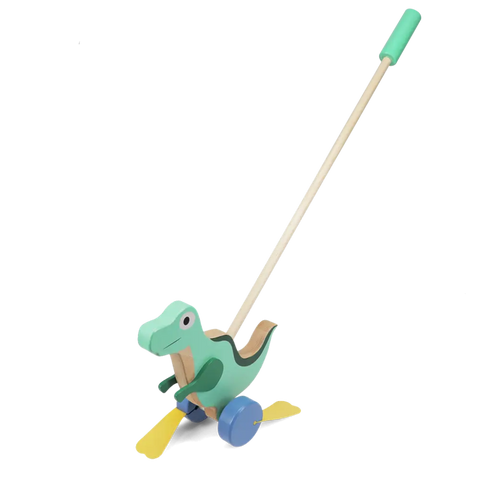 Wooden Push Along Flapping Dinosaur