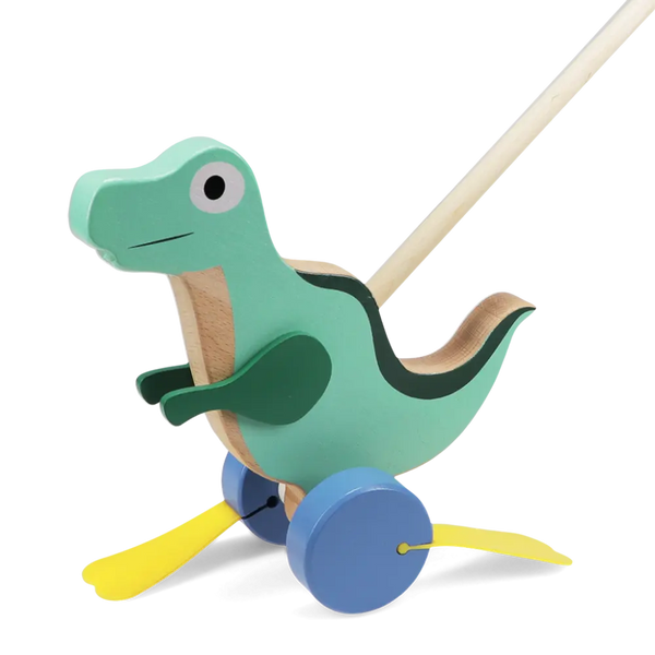Wooden Push Along Flapping Dinosaur