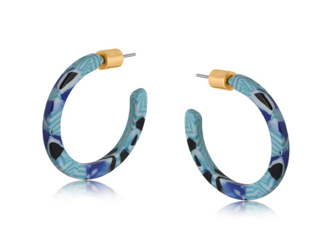 Blue Thin Resin Hoop Earrings