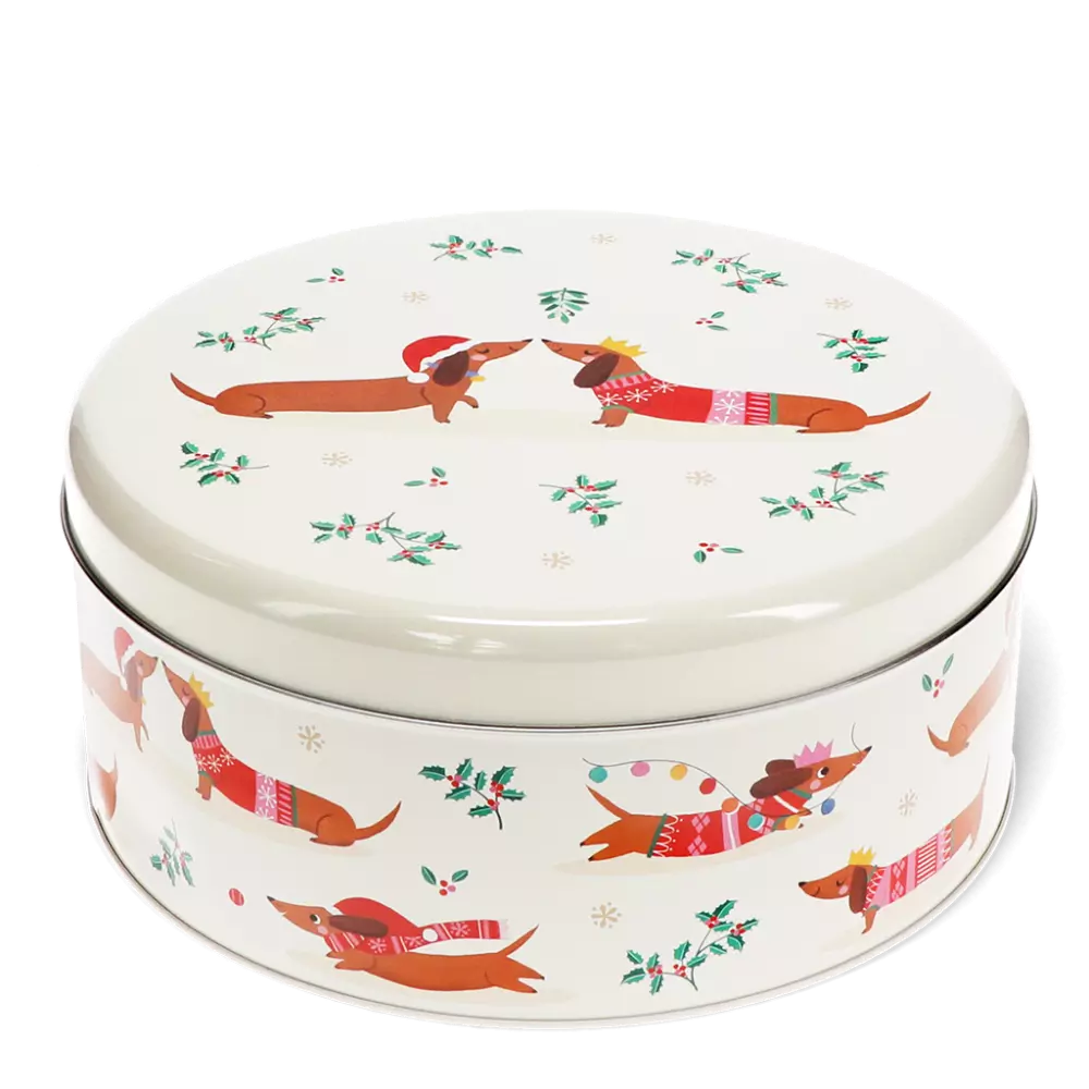 Festive Sausage Dog Storage Tin