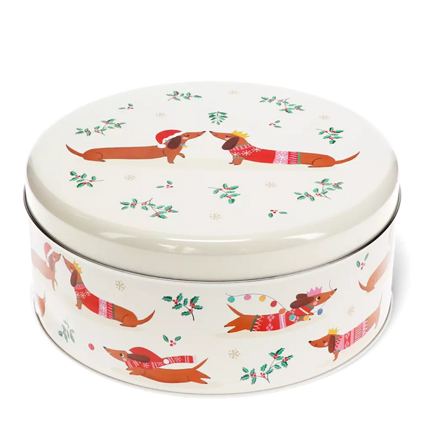 Festive Sausage Dog Storage Tin