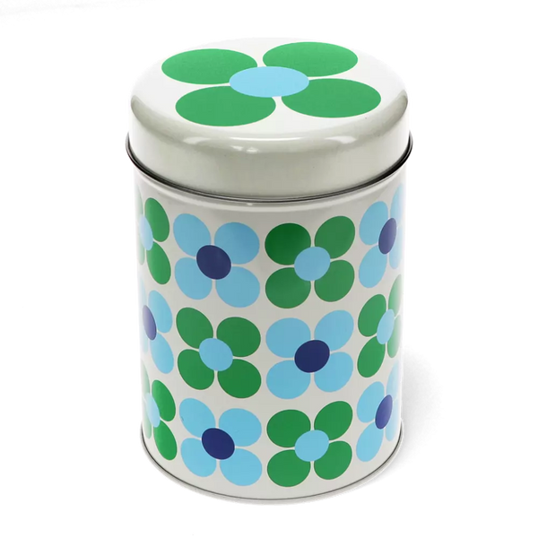 Canister Storage Tin - Blue & Green Daisy