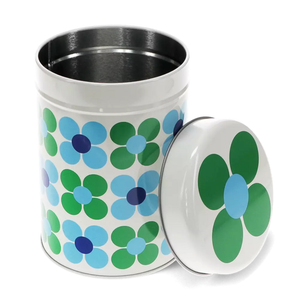 Canister Storage Tin - Blue & Green Daisy