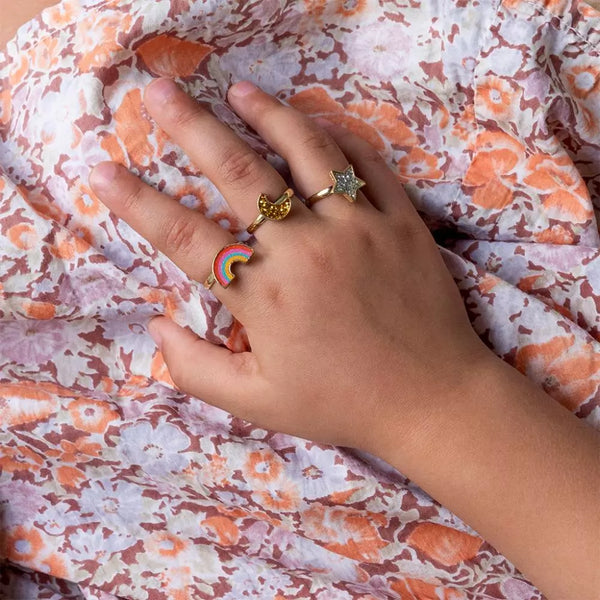 Glitter Rings (set of 3) - Star, Rainbow & Moon