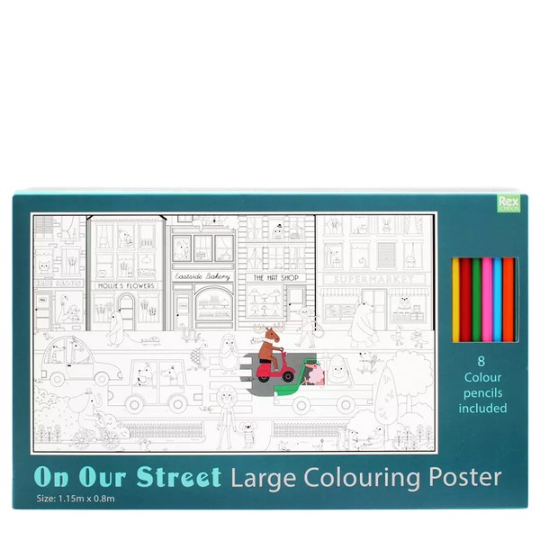 Large Colouring Poster with Pencils - On Our Street