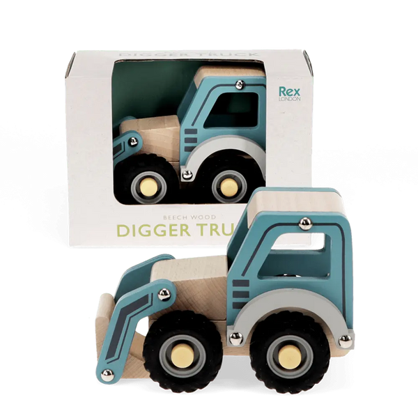 Wooden Push Along Vehicle Toy - Digger truck