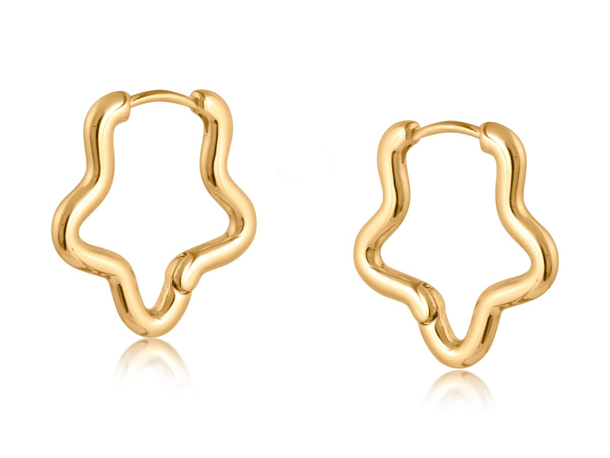Gold Squiggle Shape Hoop Earrings