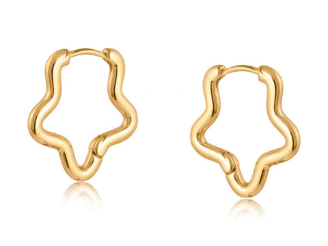 Gold Squiggle Shape Hoop Earrings
