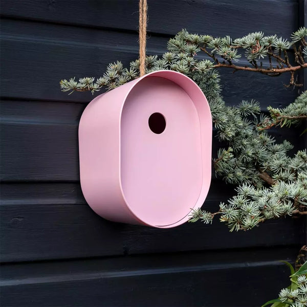 Pink Oval Bamboo Fibre Birdhouse