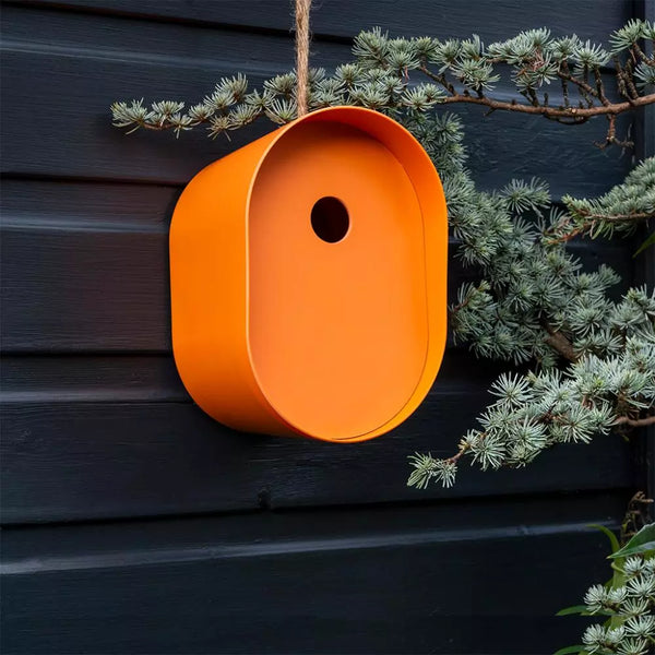 Orange Oval Bamboo Fibre Birdhouse
