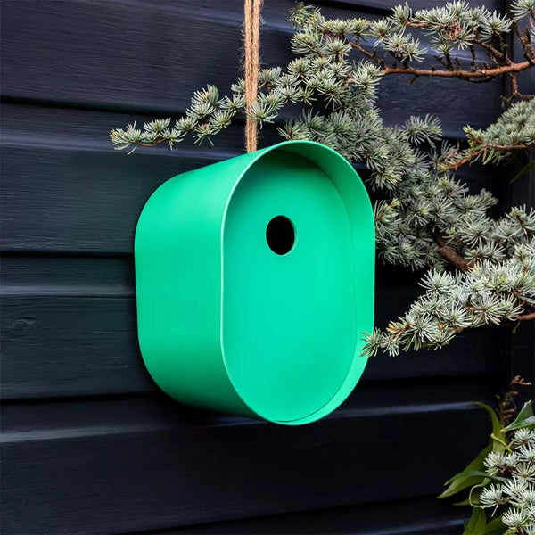 Green Oval Bamboo Fibre Birdhouse