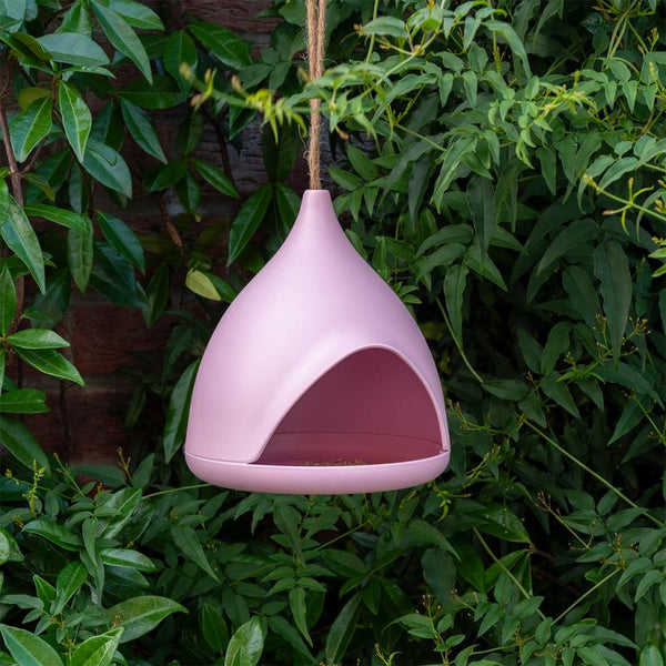 Pink Bamboo Fibre Bird Feeder