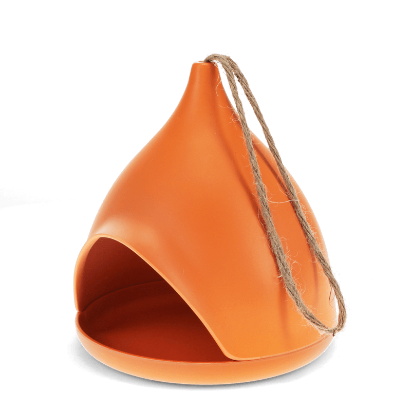 Orange Bamboo Fibre Bird Feeder