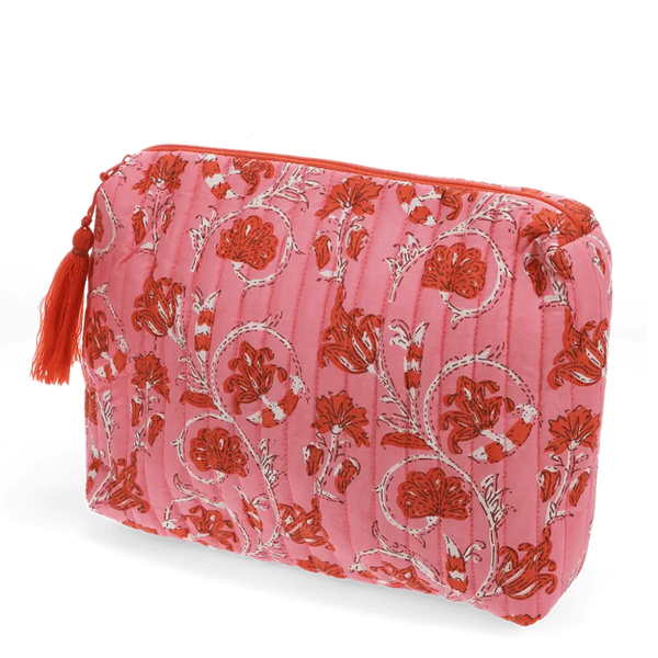 Red & Pink Floral Print Wash Bag