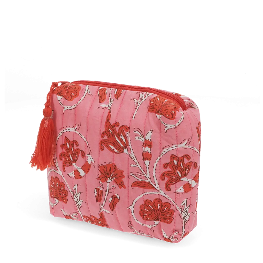 Red & Pink Print Makeup Bag