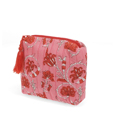 Red & Pink Print Makeup Bag