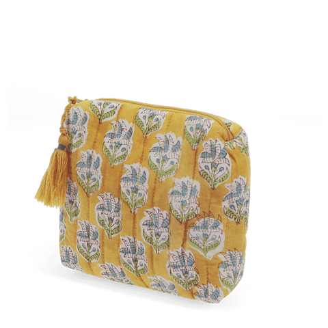 Yellow Print Makeup Bag