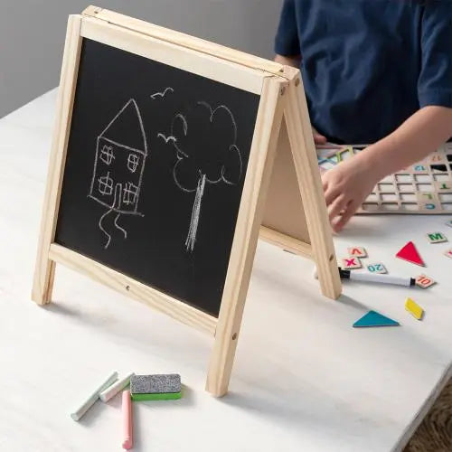 Tabletop Blackboard and Whiteboard Easel Set