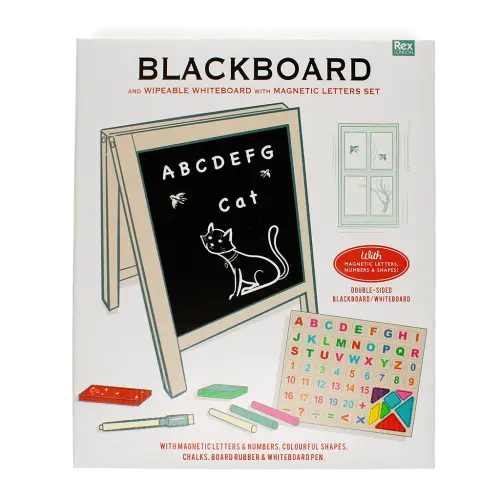 Tabletop Blackboard and Whiteboard Easel Set