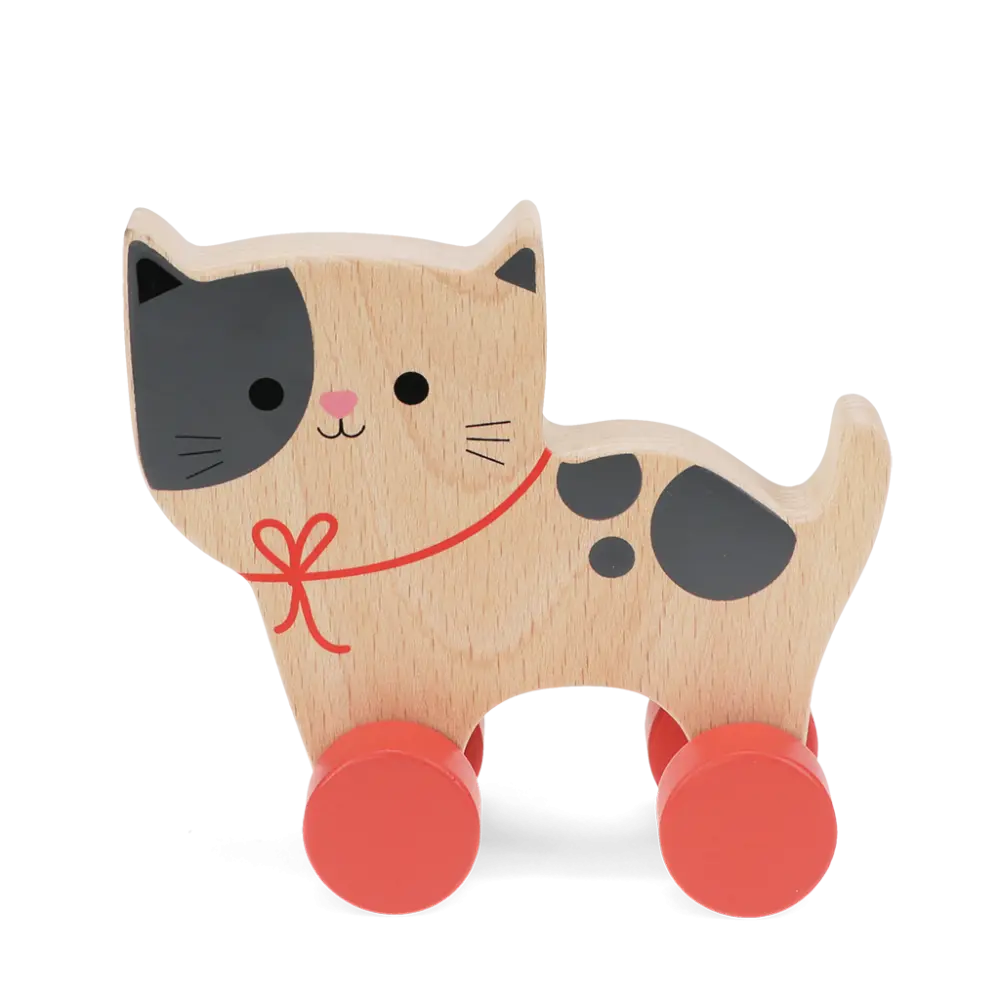 Wooden Push Along Toy Cat