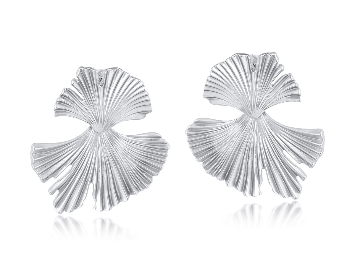 Silver Ginko Leaf Dangle Earrings