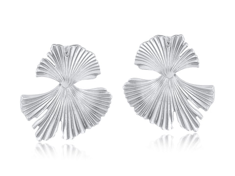Silver Ginko Leaf Dangle Earrings