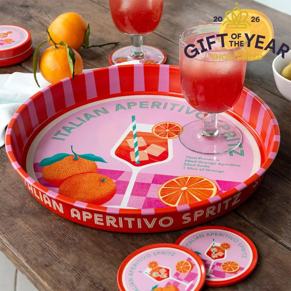 Round Metal Serving Tray - Aperitivo Spritz
