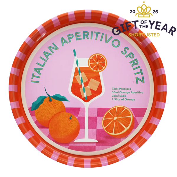 Round Metal Serving Tray - Aperitivo Spritz