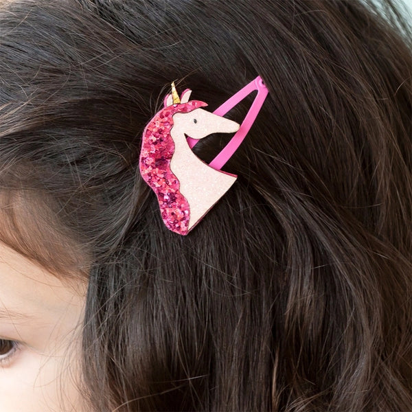Glitter Hair Clips - Unicorn